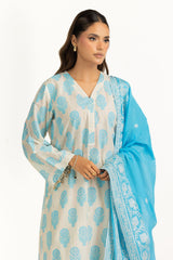 3PC Lacquer Printed Slub Yarn Suit IUSTKSD-1079