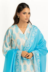 3PC Lacquer Printed Slub Yarn Suit IUSTKSD-1079