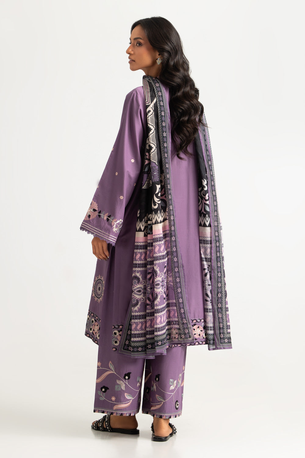 3PC Lawn Embroidered Suit With Printed Dupatta