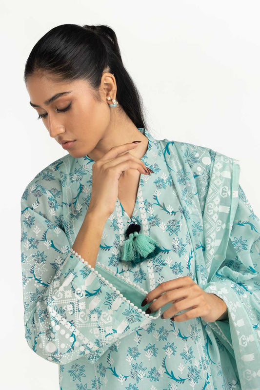 3PC Lawn Lacquer Printed Suit IUSTKSD-2010