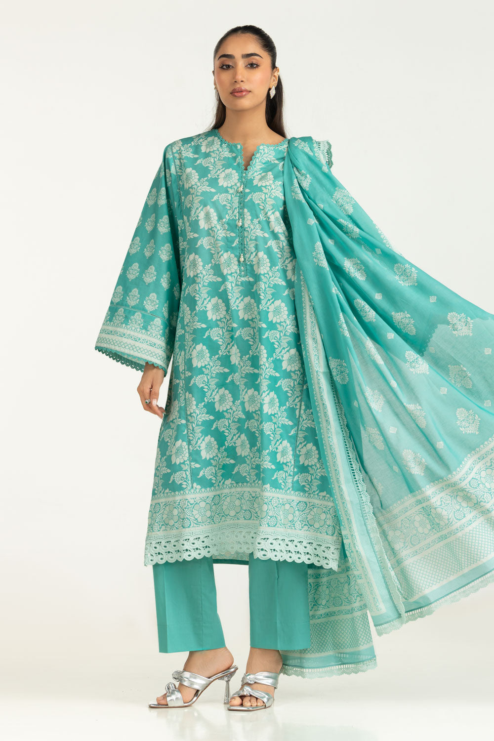 3PC Lawn Lacquer Printed Suit