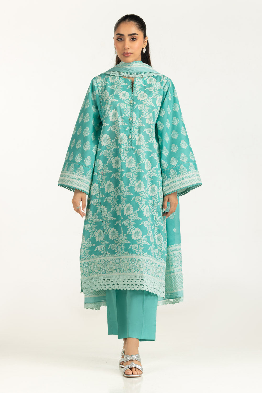 3PC Lawn Lacquer Printed Suit IUSTKSD-2050