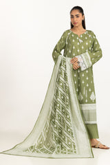 3PC Lawn Lacquer Printed Suit IUSTKSD-2173