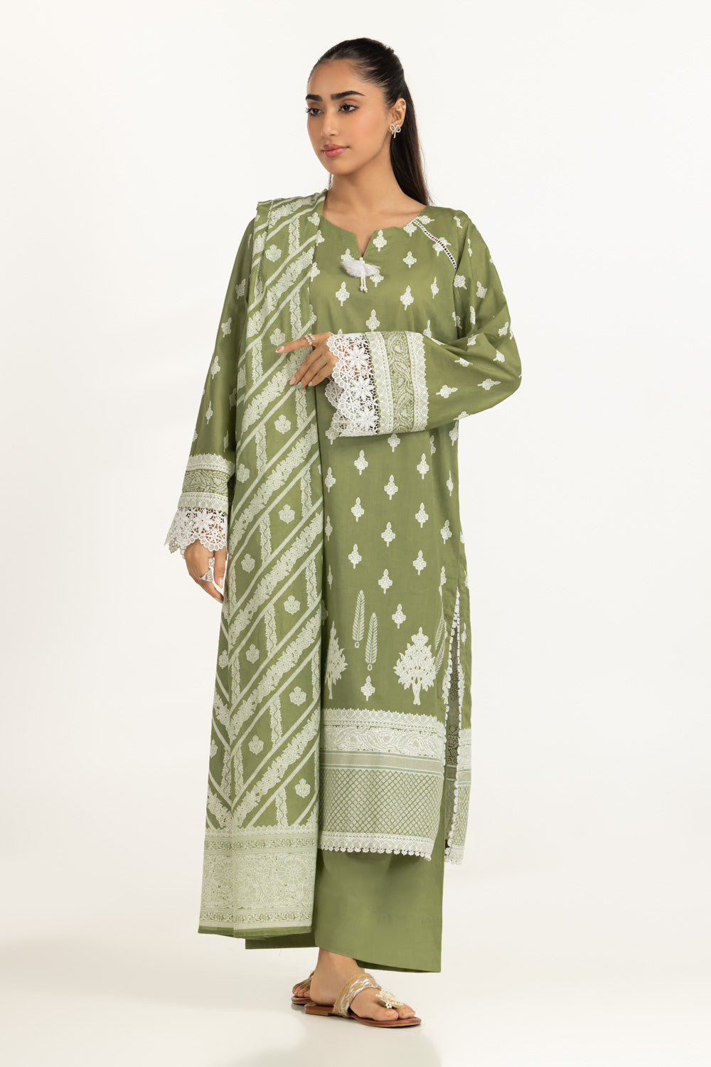 3PC Lawn Lacquer Printed Suit IUSTKSD-2173