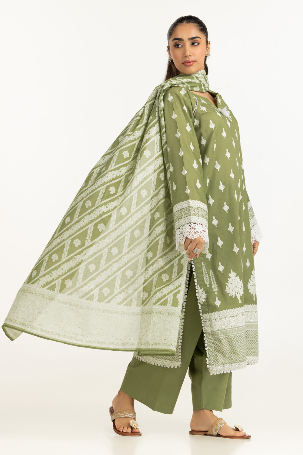 3PC Lawn Lacquer Printed Suit