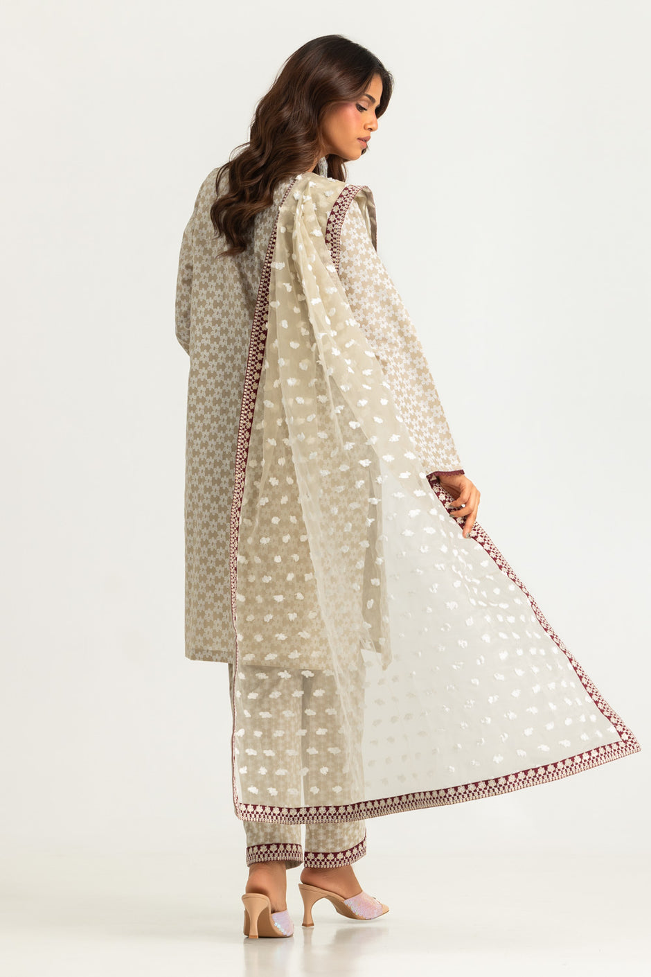 3PC Lawn Lacquer Printed Suit with Embroidered