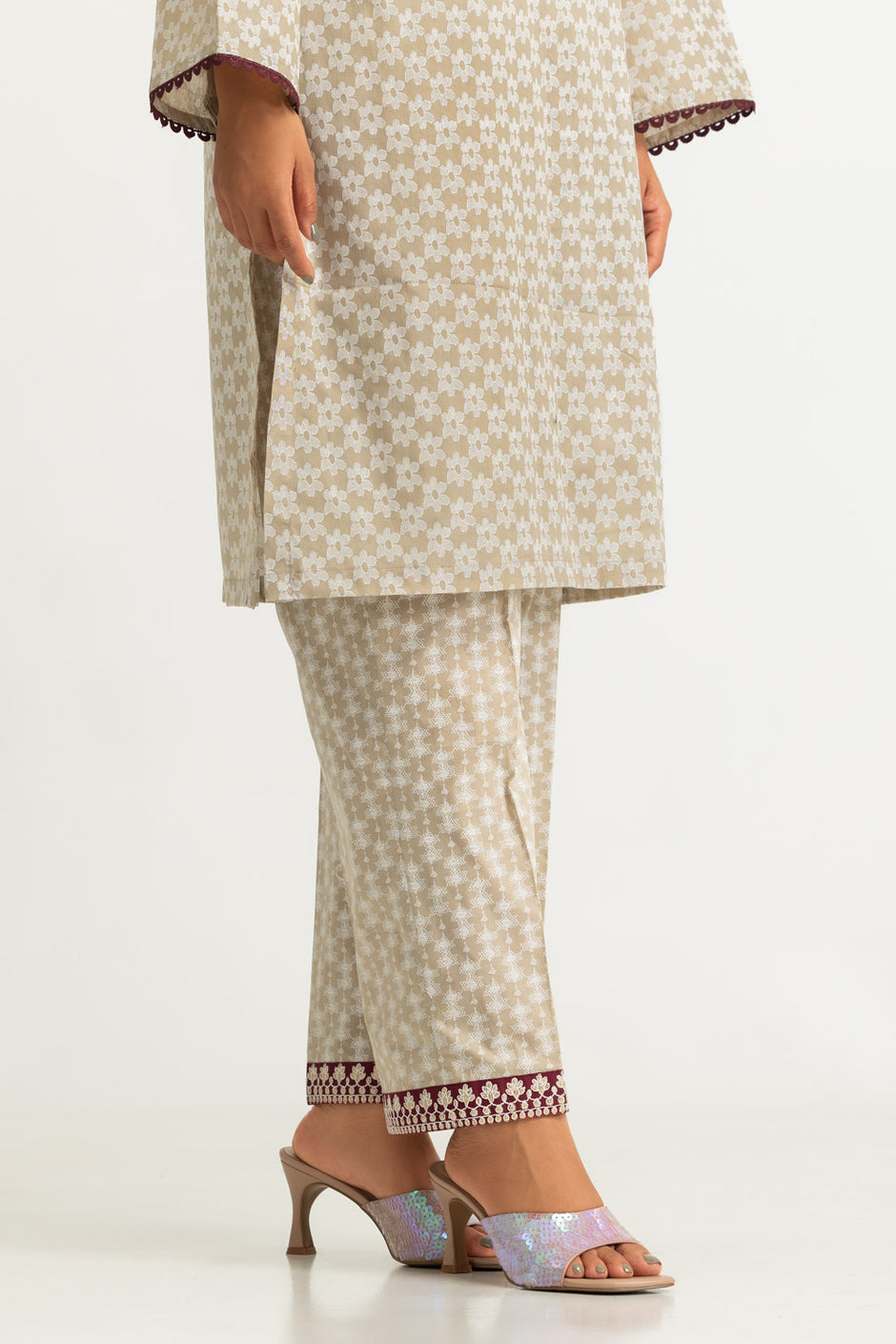 3PC Lawn Lacquer Printed Suit with Embroidered