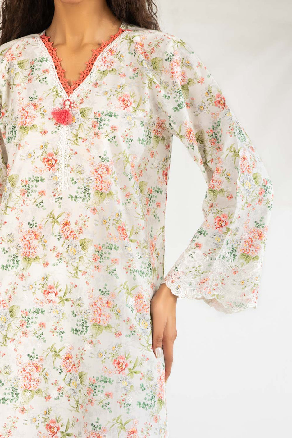 3PC Lawn Printed Suit With Embroidered