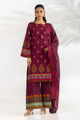 3PC Lawn Printed Suit With Embroidered IUSTKSD-2054