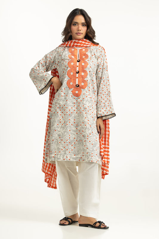 3PC Lawn Printed Suit With Embroidered IUSTKSD-2062
