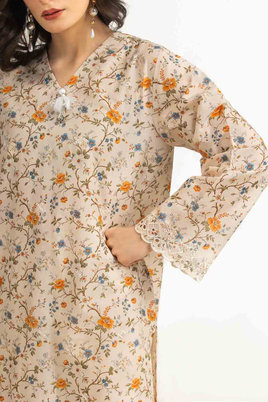 3PC Lawn Printed Suit With Embroidered