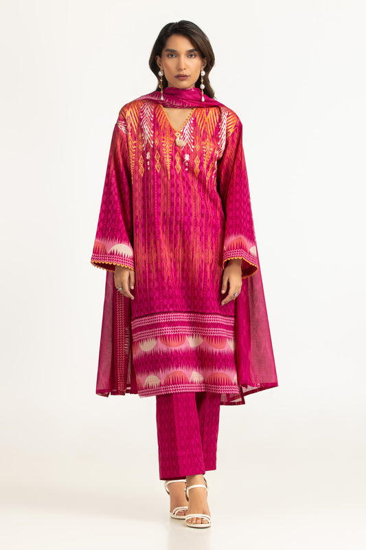 3PC Lawn Printed Suit With Embroidered IUSTKSD-2073