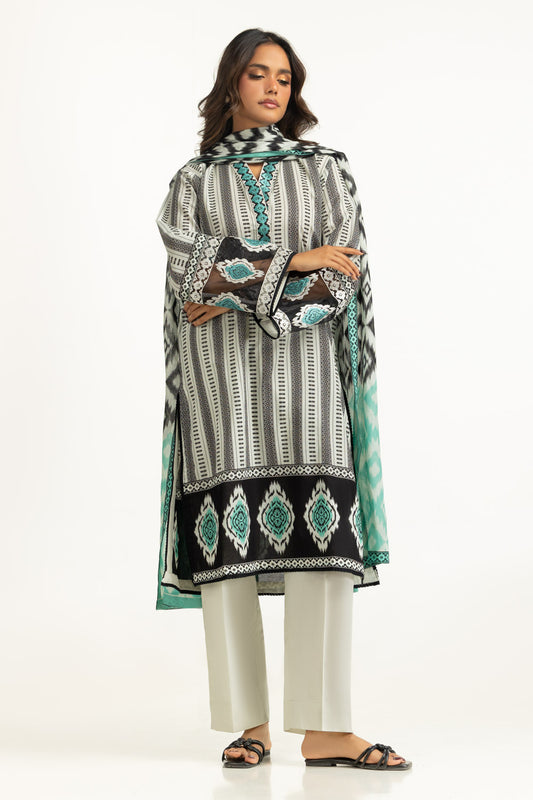 3PC Lawn Printed Suit With Embroidered IUSTKSD-2074