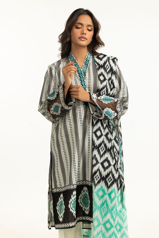 3PC Lawn Printed Suit With Embroidered IUSTKSD-2074