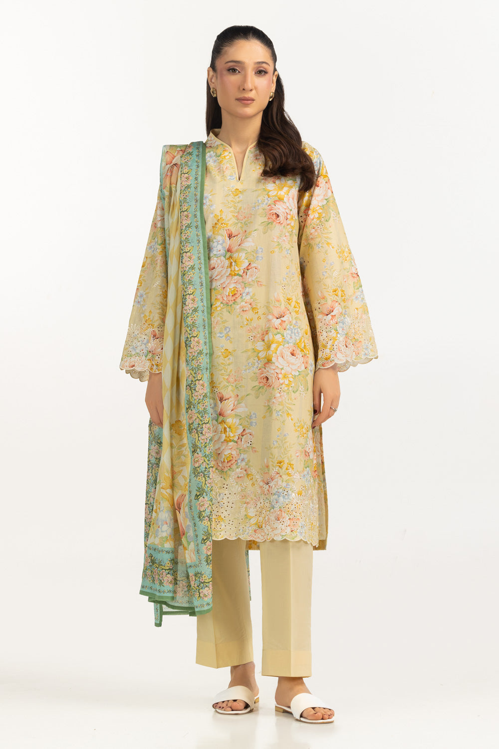 3PC Lawn Printed Suit With Embroidered IUSTKSD-2080