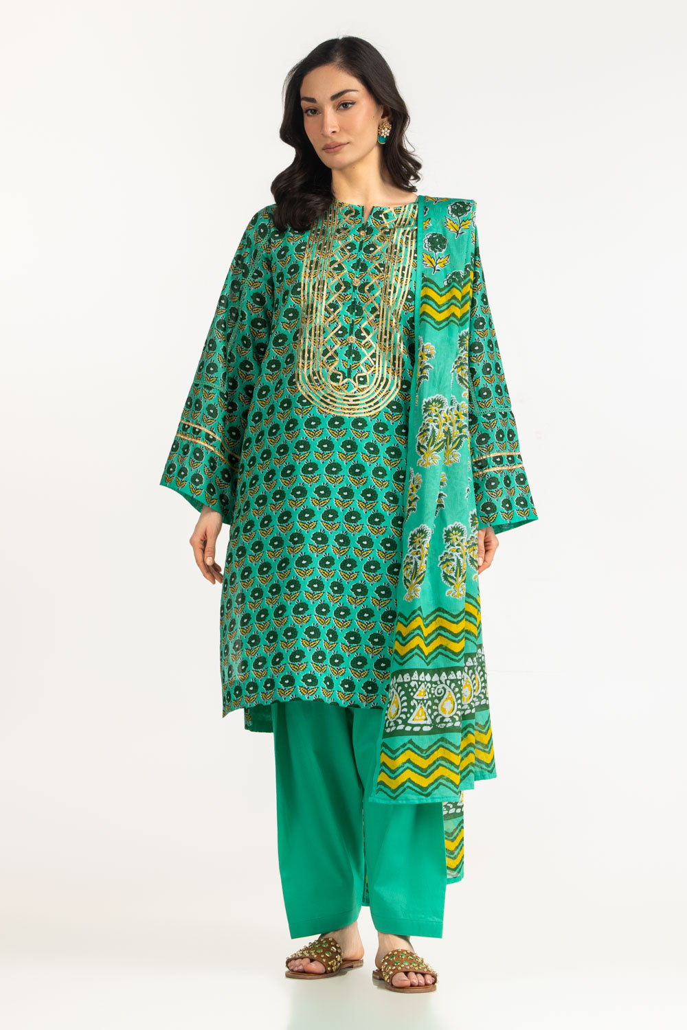 3PC Lawn Printed Suit With Embroidered IUSTKSD-2096