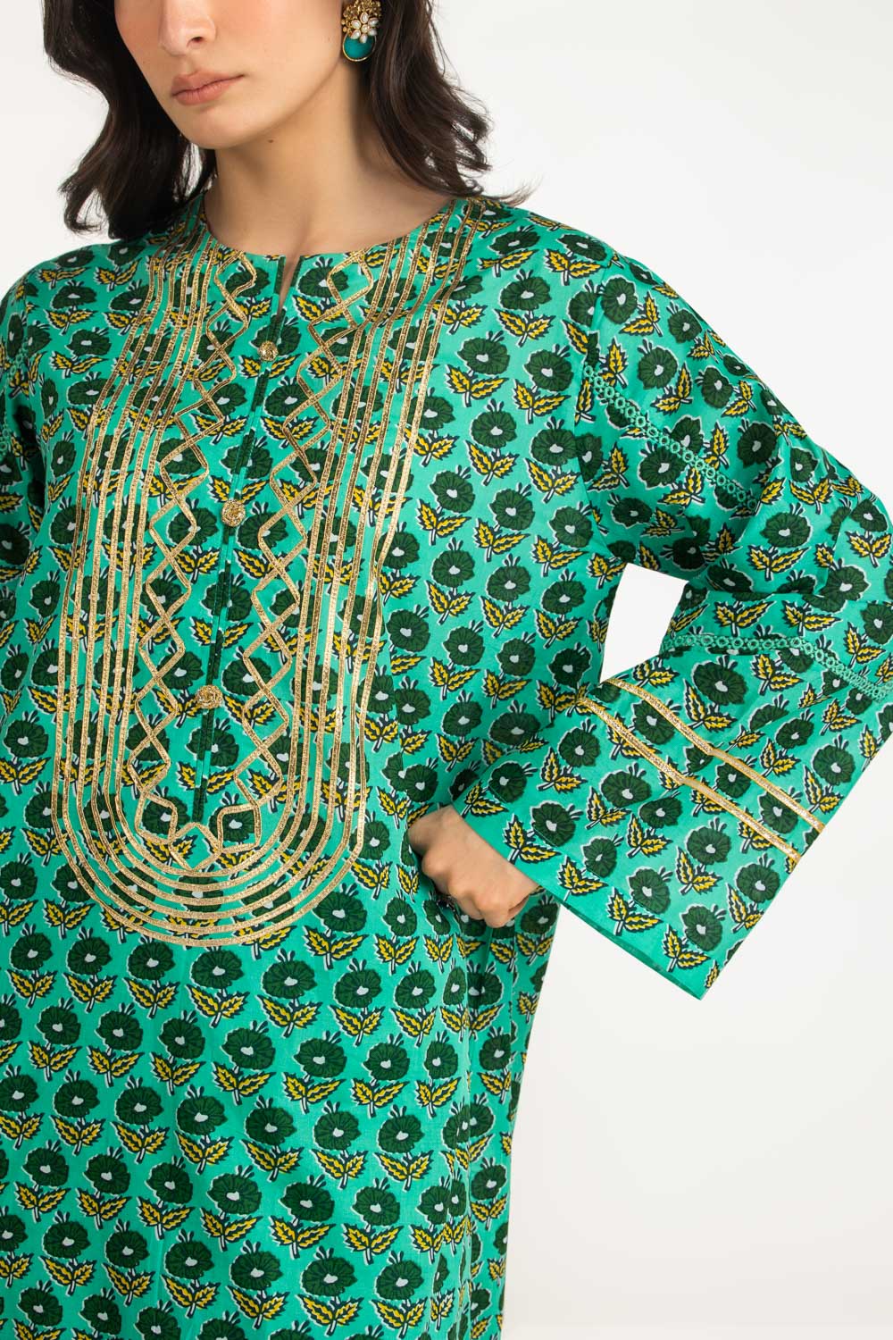 3PC Lawn Printed Suit With Embroidered