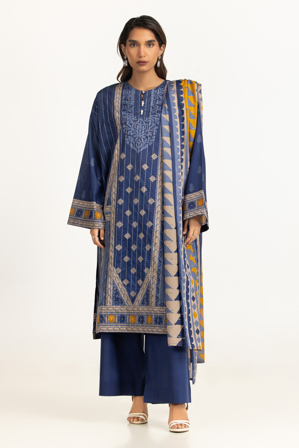 3PC Lawn Printed Suit With Embroidered IUSTKSD-2103