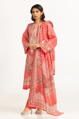 3PC Lawn Printed Suit With Embroidered IUSTKSD-2104