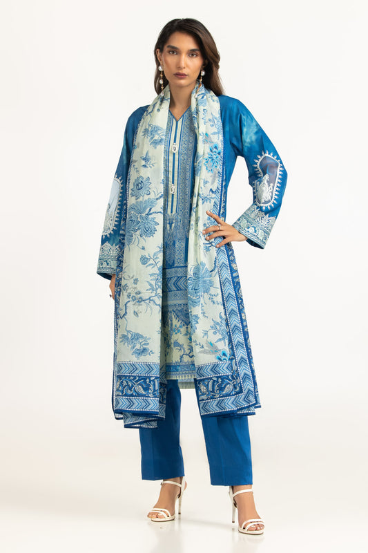 3PC Lawn Printed Suit With Embroidered IUSTKSD-2122