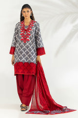 3PC Lawn Printed Suit With Embroidered IUSTKSD-2167