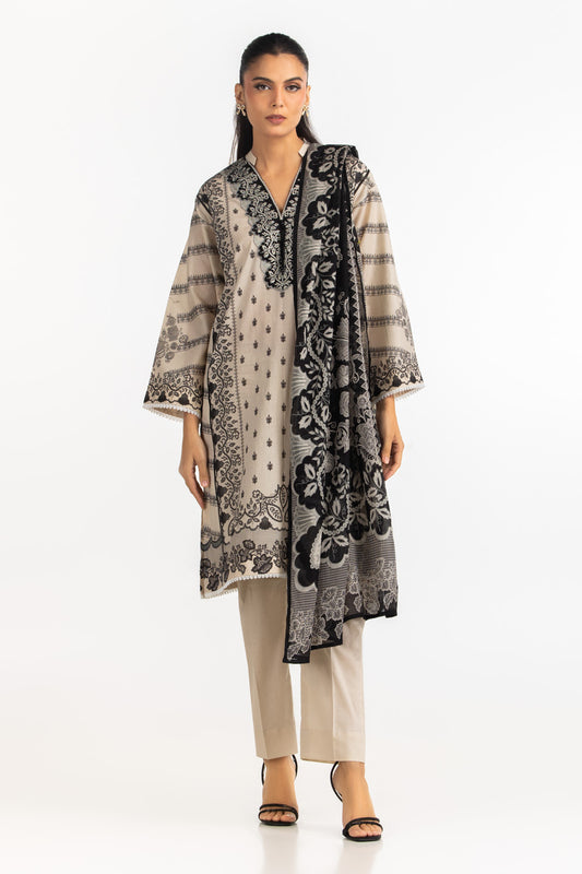 3PC Lawn Printed Suit With Embroidered IUSTKSD-2172