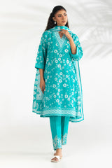 3PC Lawn Printed Suit With Embroidered IUSTKSD-2177