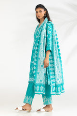3PC Lawn Printed Suit With Embroidered IUSTKSD-2177