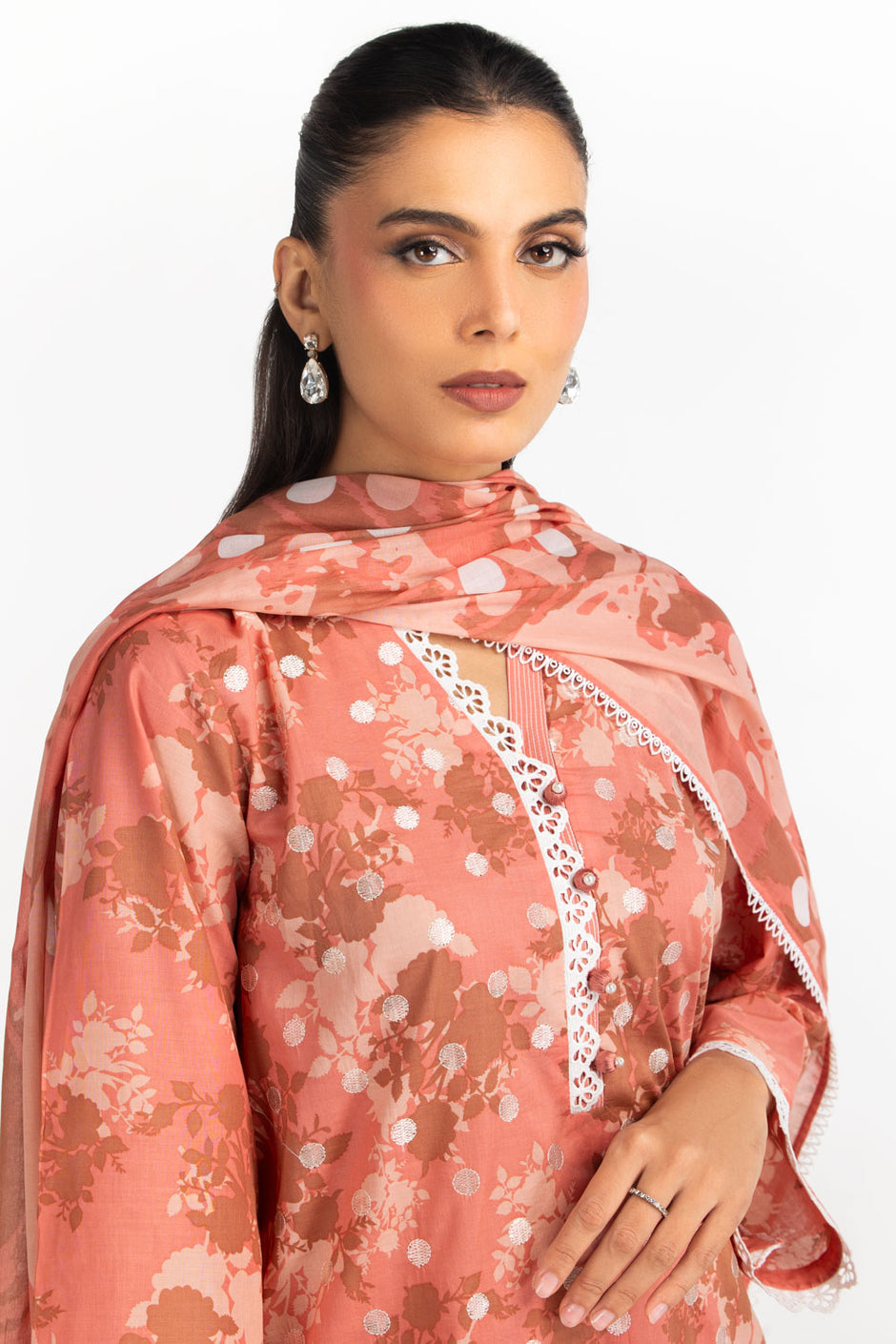 3PC Lawn Printed Suit With Embroidered