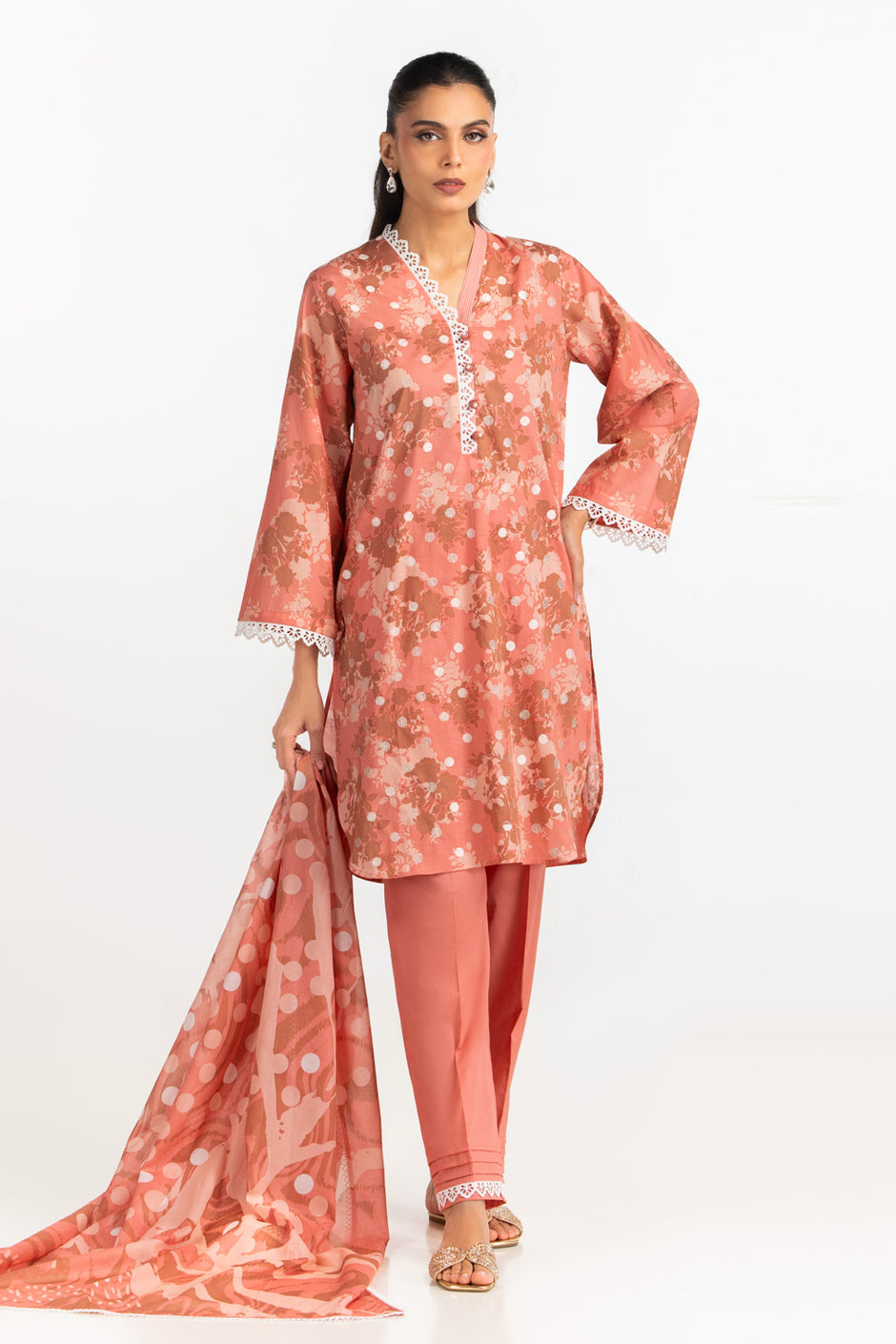 3PC Lawn Printed Suit With Embroidered