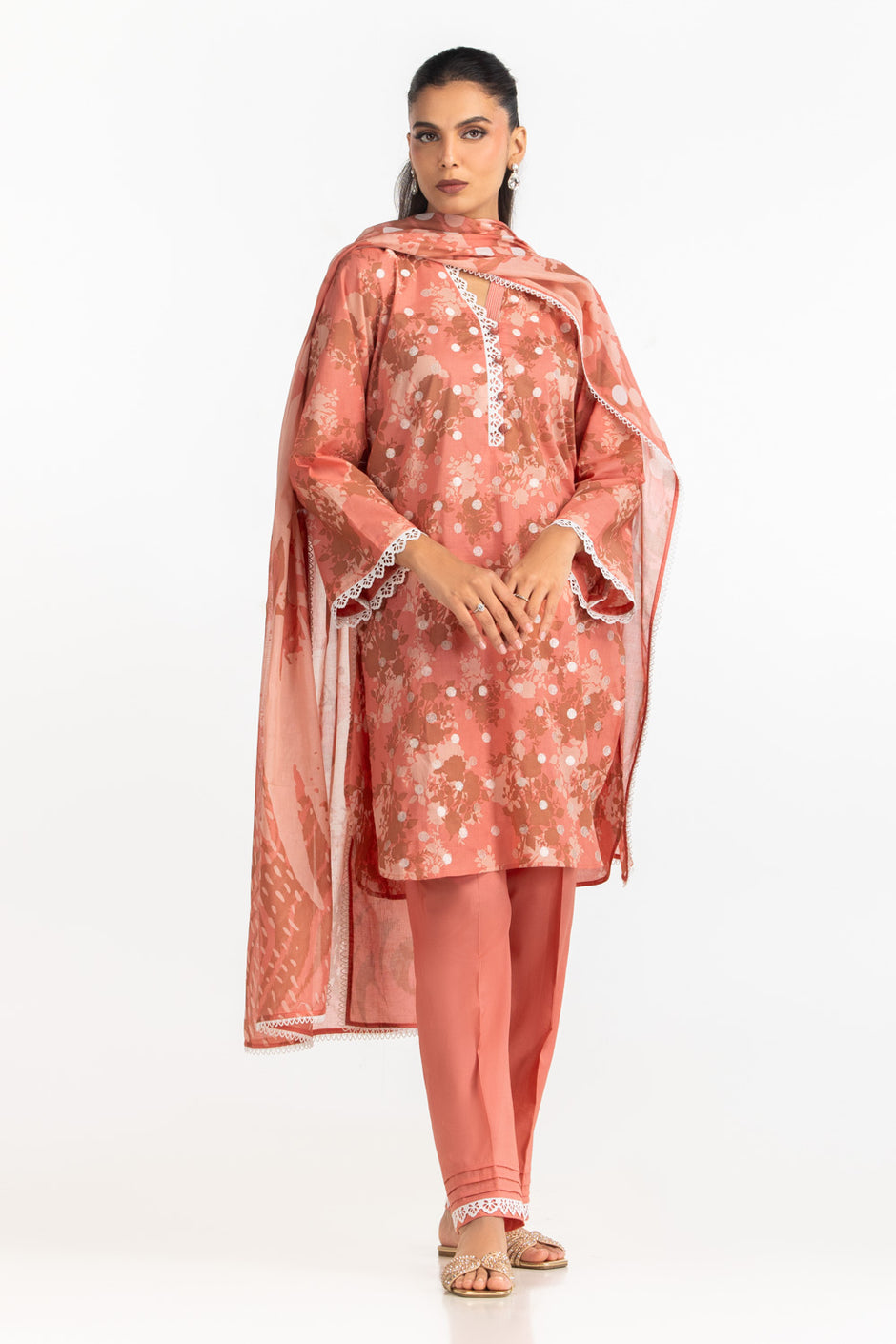 3PC Lawn Printed Suit With Embroidered