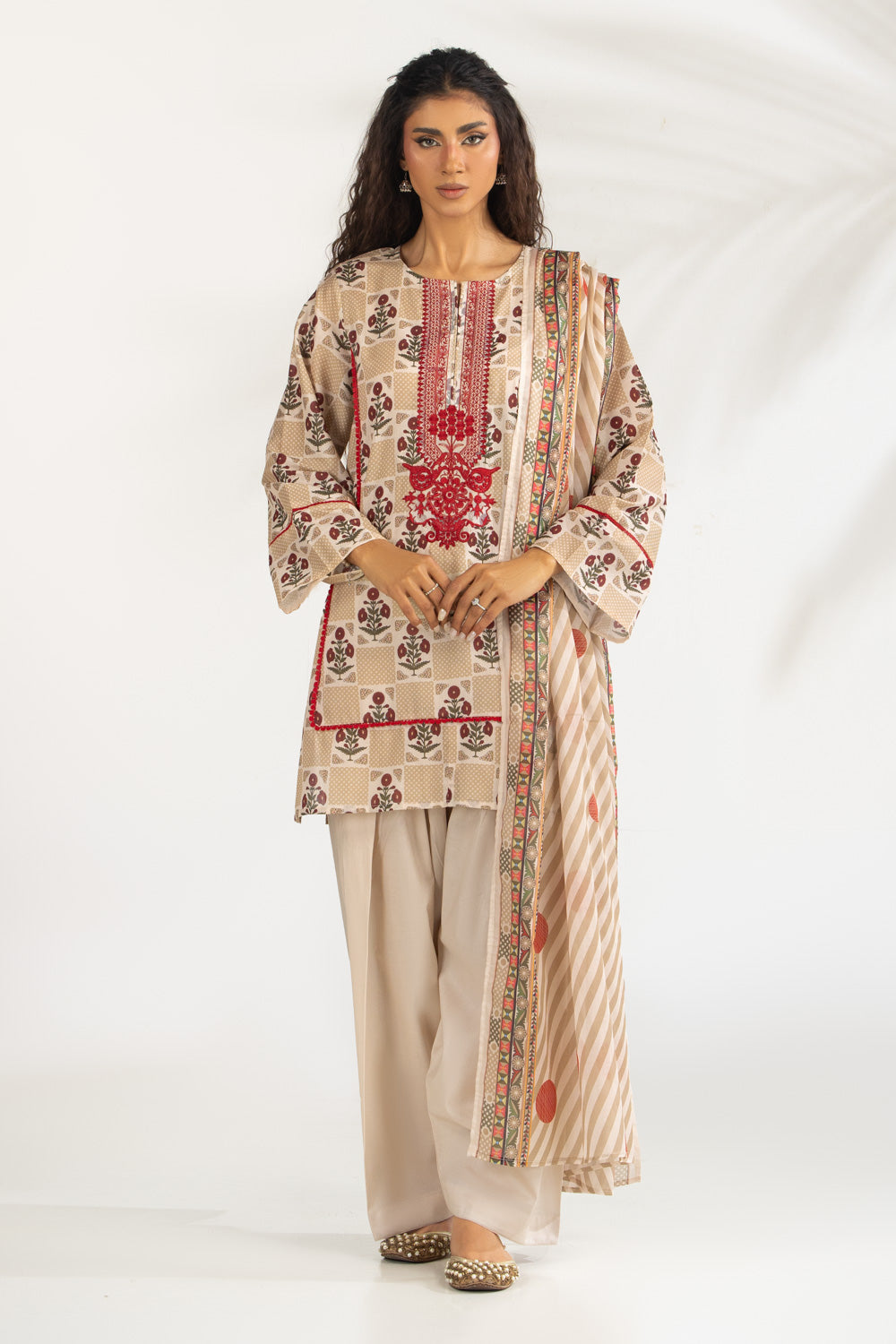 3PC Lawn Printed Suit With Embroidered IUSTKSD-2214