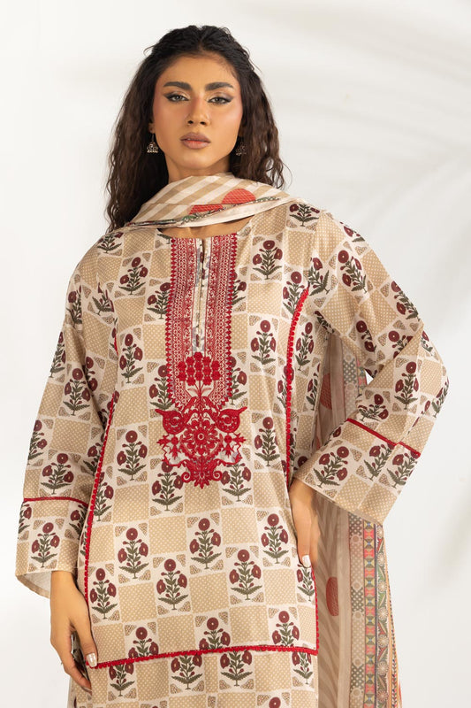 3PC Lawn Printed Suit With Embroidered IUSTKSD-2214