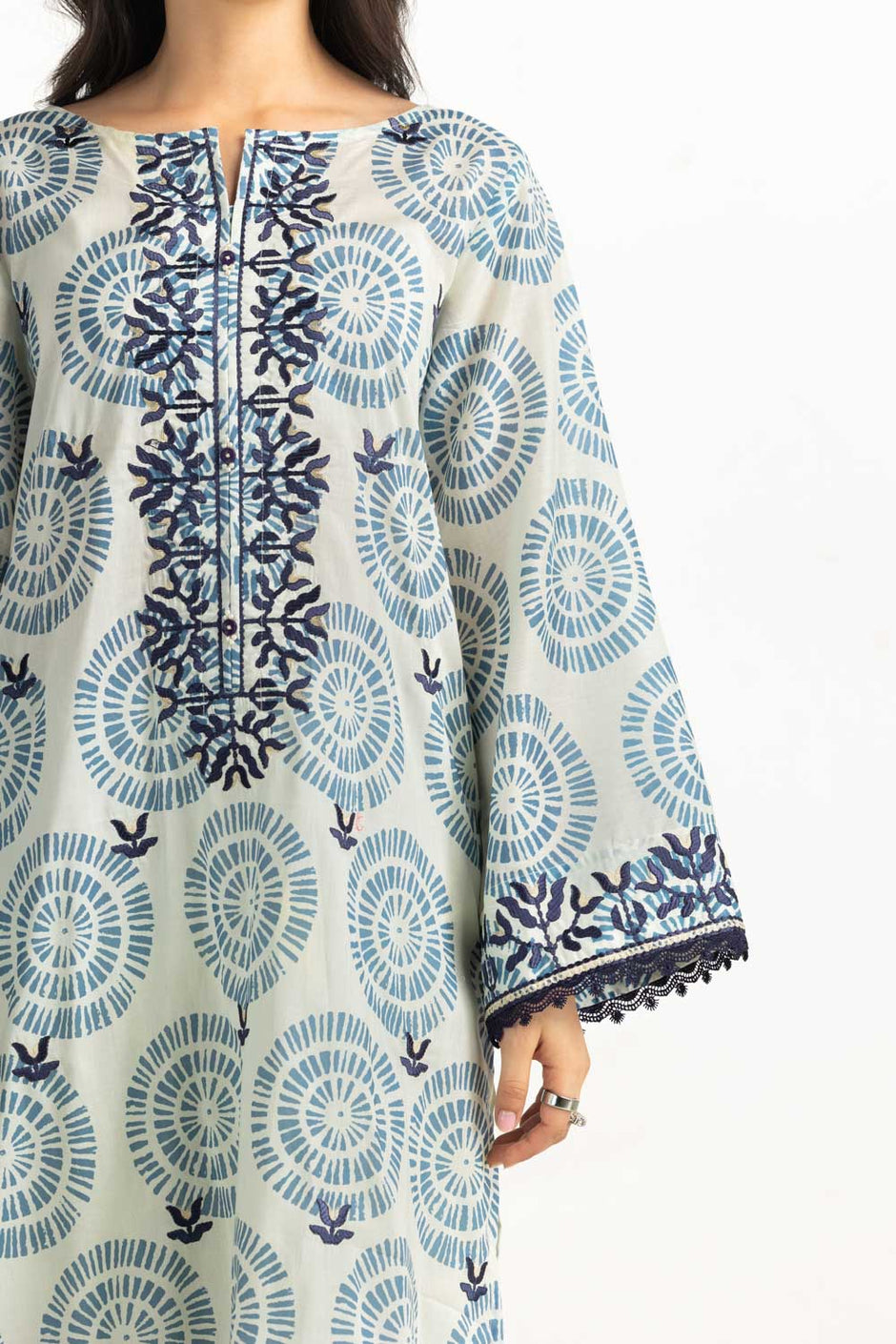3PC Lawn Printed Suit With Embroidered