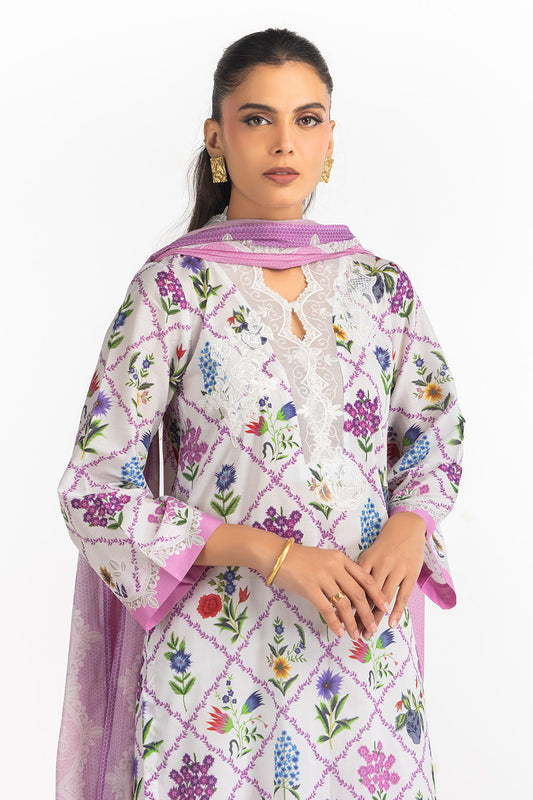 3PC Lawn Printed Suit With Embroidered IUSTKSD-2261