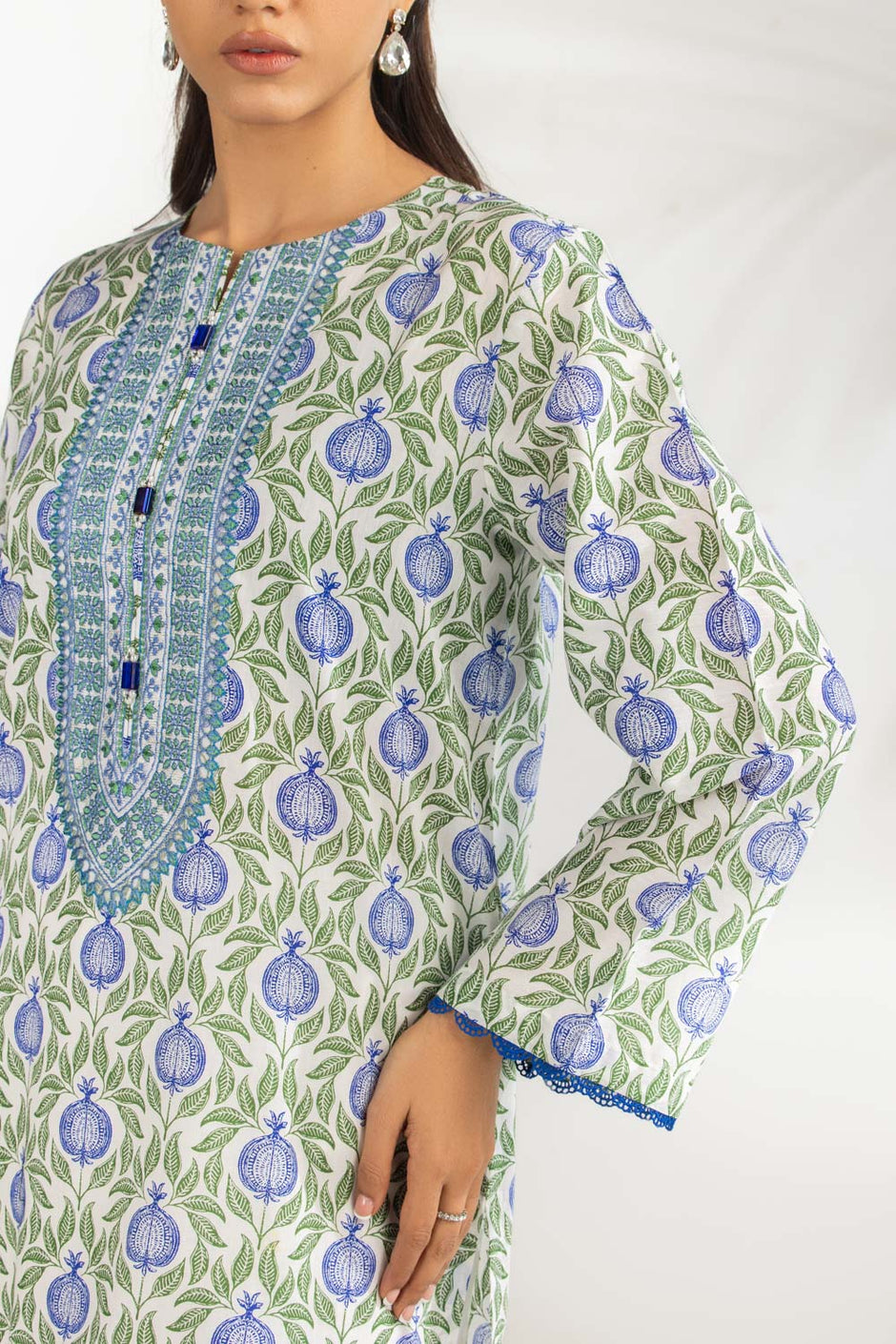 3PC Lawn Printed Suit With Embroidered