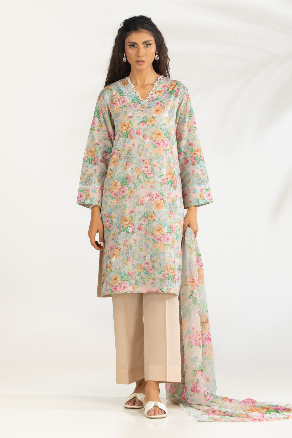 3PC Lawn Printed Suit With Embroidered IUSTKSD-2312