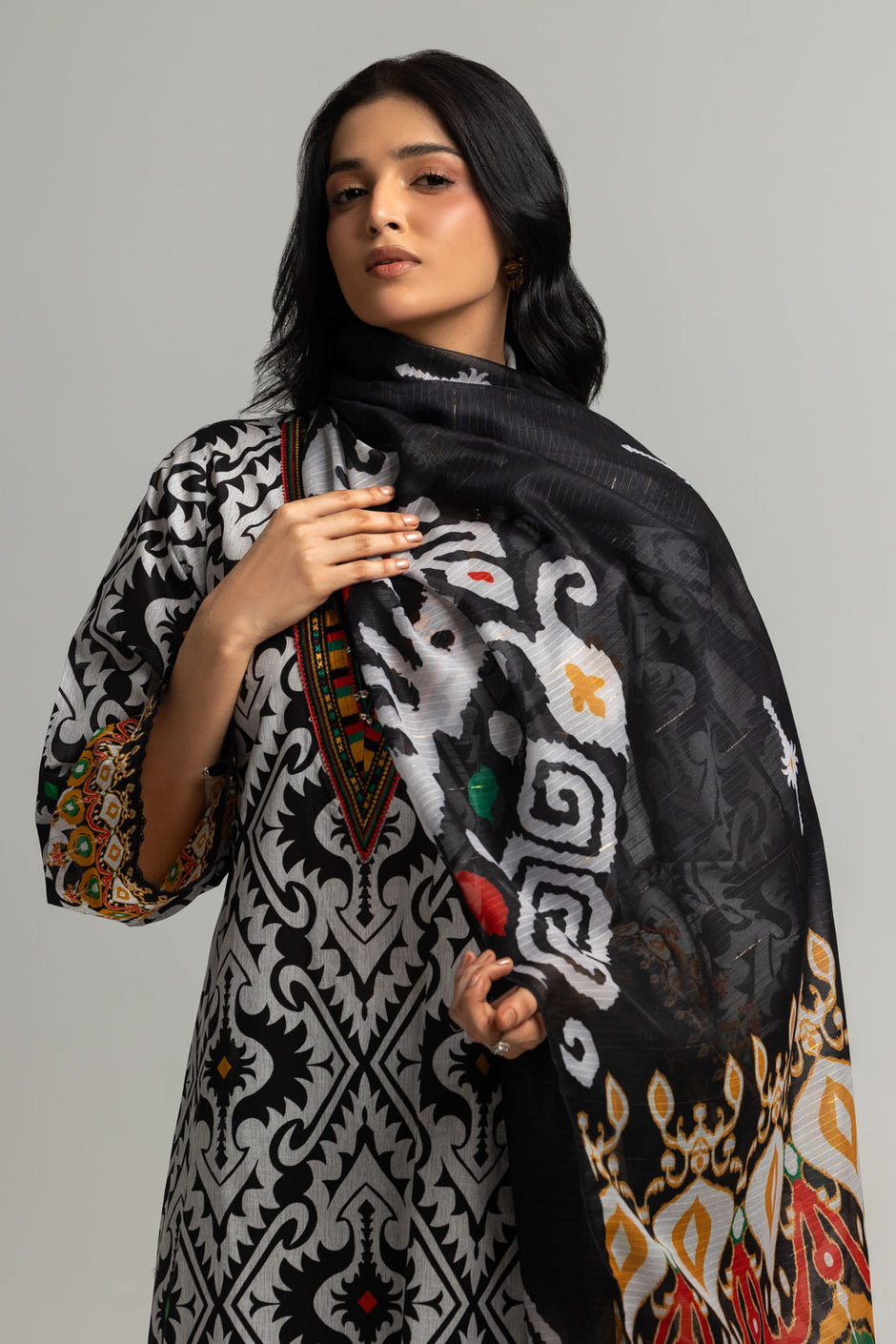 3PC Lawn Printed Suit With Embroidered
