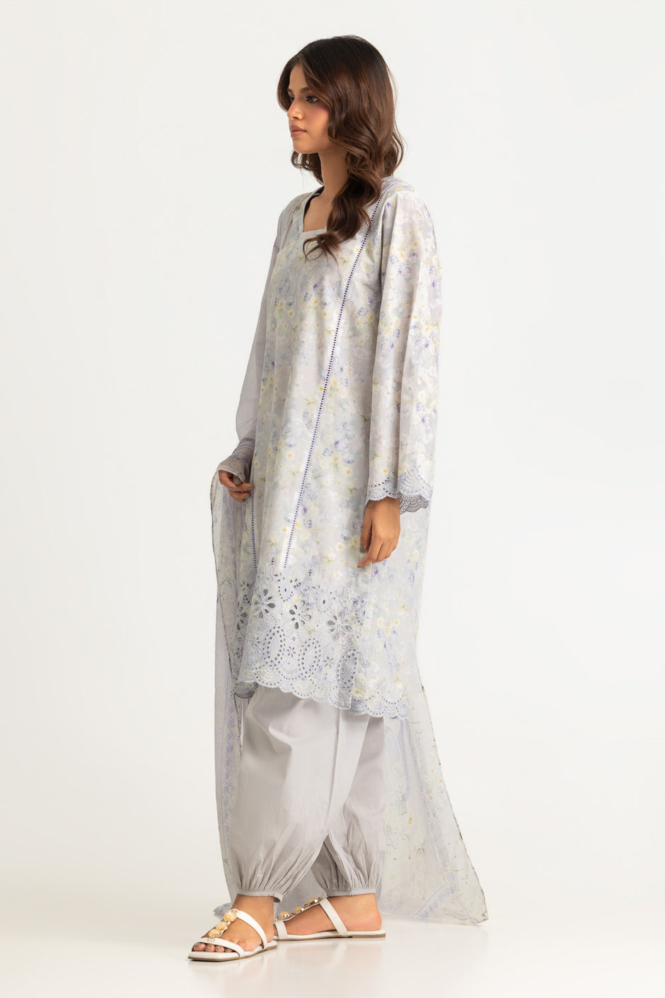 3PC Lawn Printed Suit With Embroidered