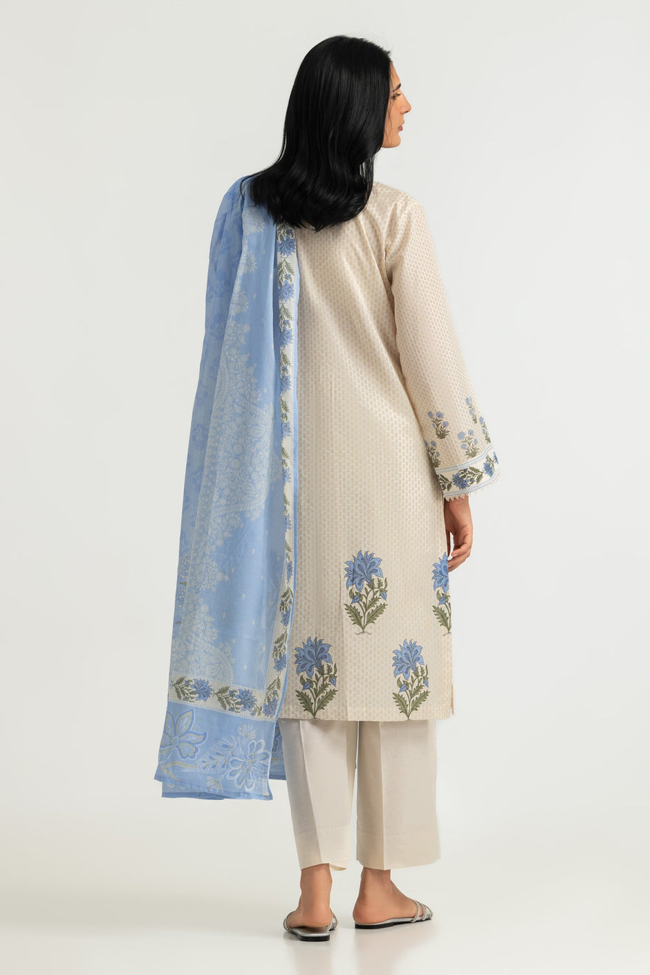 3PC Lawn Printed Suit With Embroidered