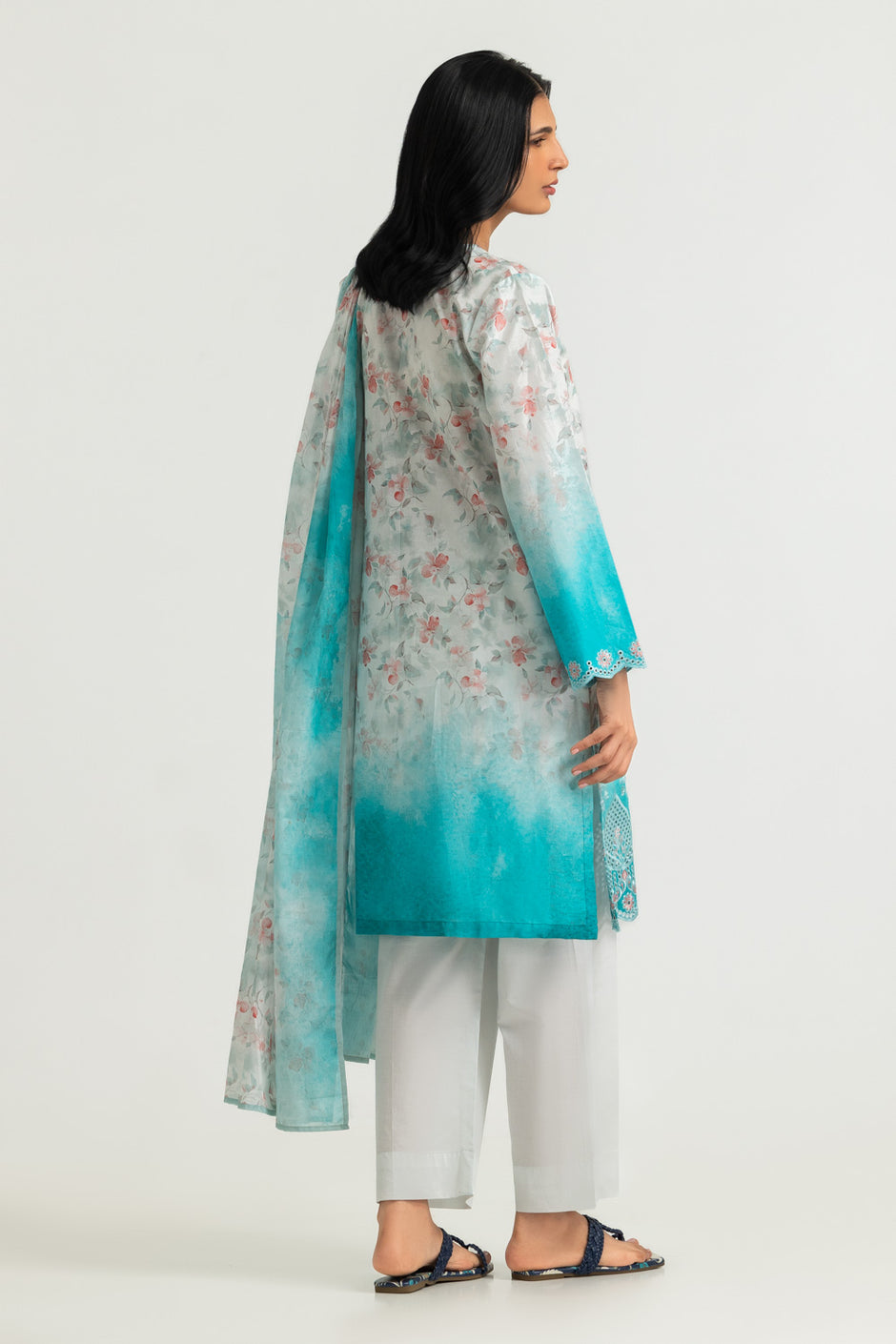 3PC Lawn Printed Suit With Embroidered