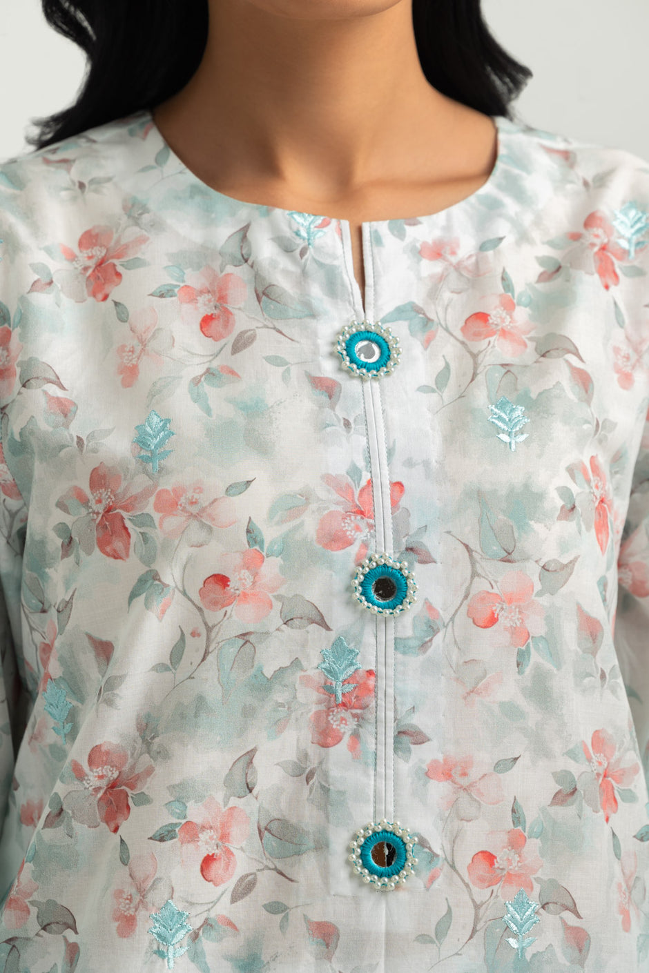 3PC Lawn Printed Suit With Embroidered