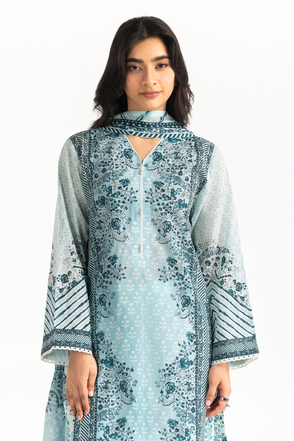 3PC Lawn Printed Suit With Embroidered Trouser