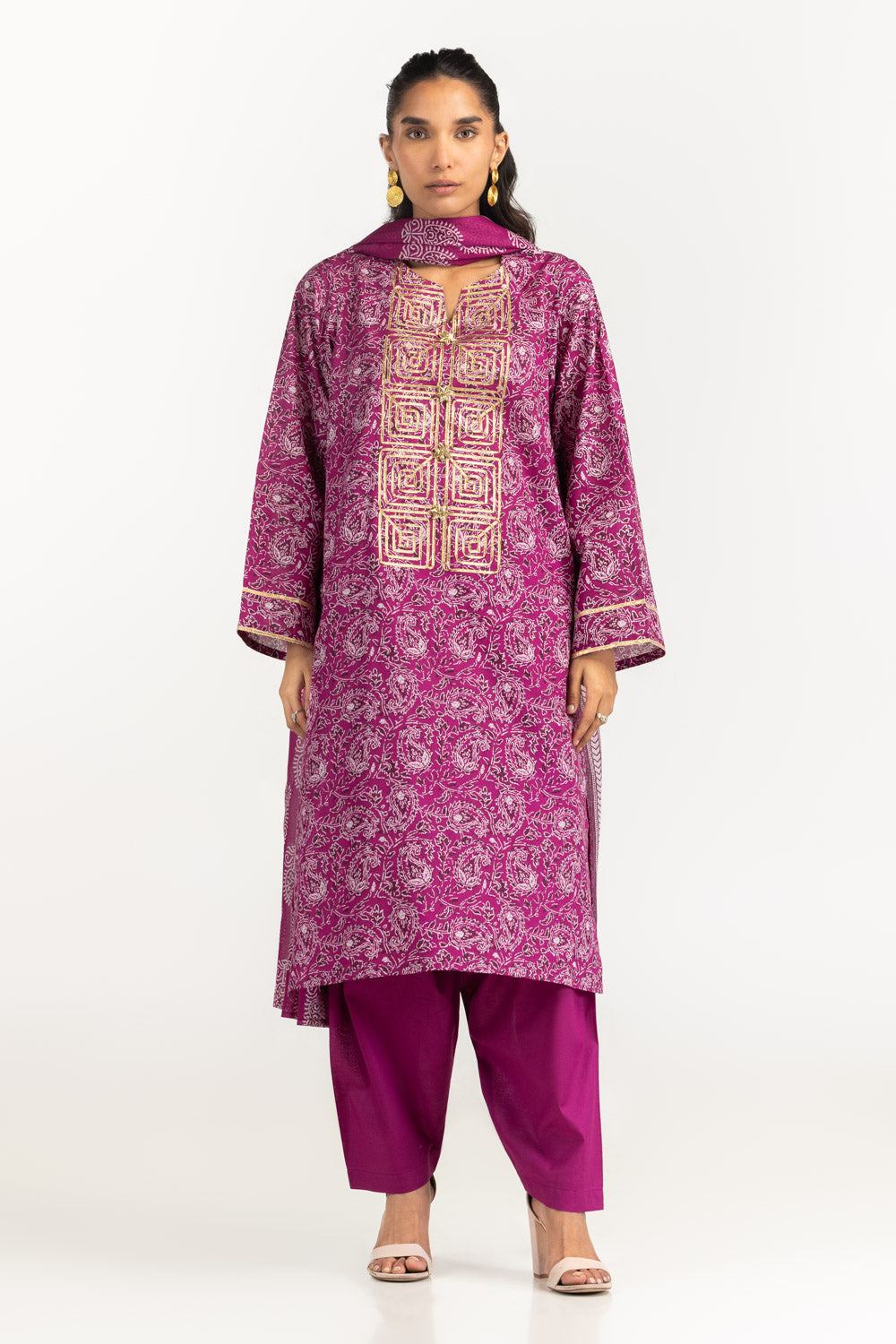 3PC Lawn Printed Suit With Gota Embroidered IUSTKSD-2269