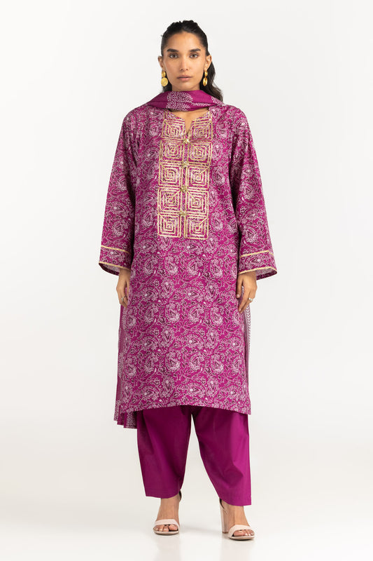 3PC Lawn Printed Suit With Gota Embroidered IUSTKSD-2269