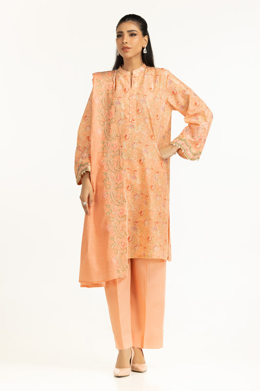 3PC Lawn Printed Suit With Schiffli Embroiderd IUSTKSD-1051