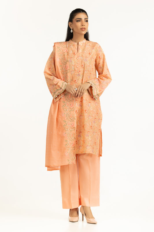 3PC Lawn Printed Suit With Schiffli Embroiderd IUSTKSD-1051