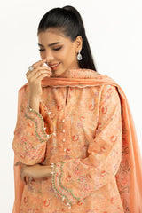 3PC Lawn Printed Suit With Schiffli Embroiderd IUSTKSD-1051