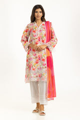 3PC Lawn Printed Suit With Schiffli Embroiderd IUSTKSD-1221