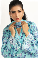3PC Lawn Printed Suit With Schiffli Embroiderd IUSTKSD-2034